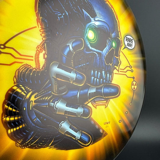 Gold Fuse disc golf disc by Rare Air Discs, Stratus Fear V3 model designed by Les White and Dan Kemp, showing detailed gold surface.