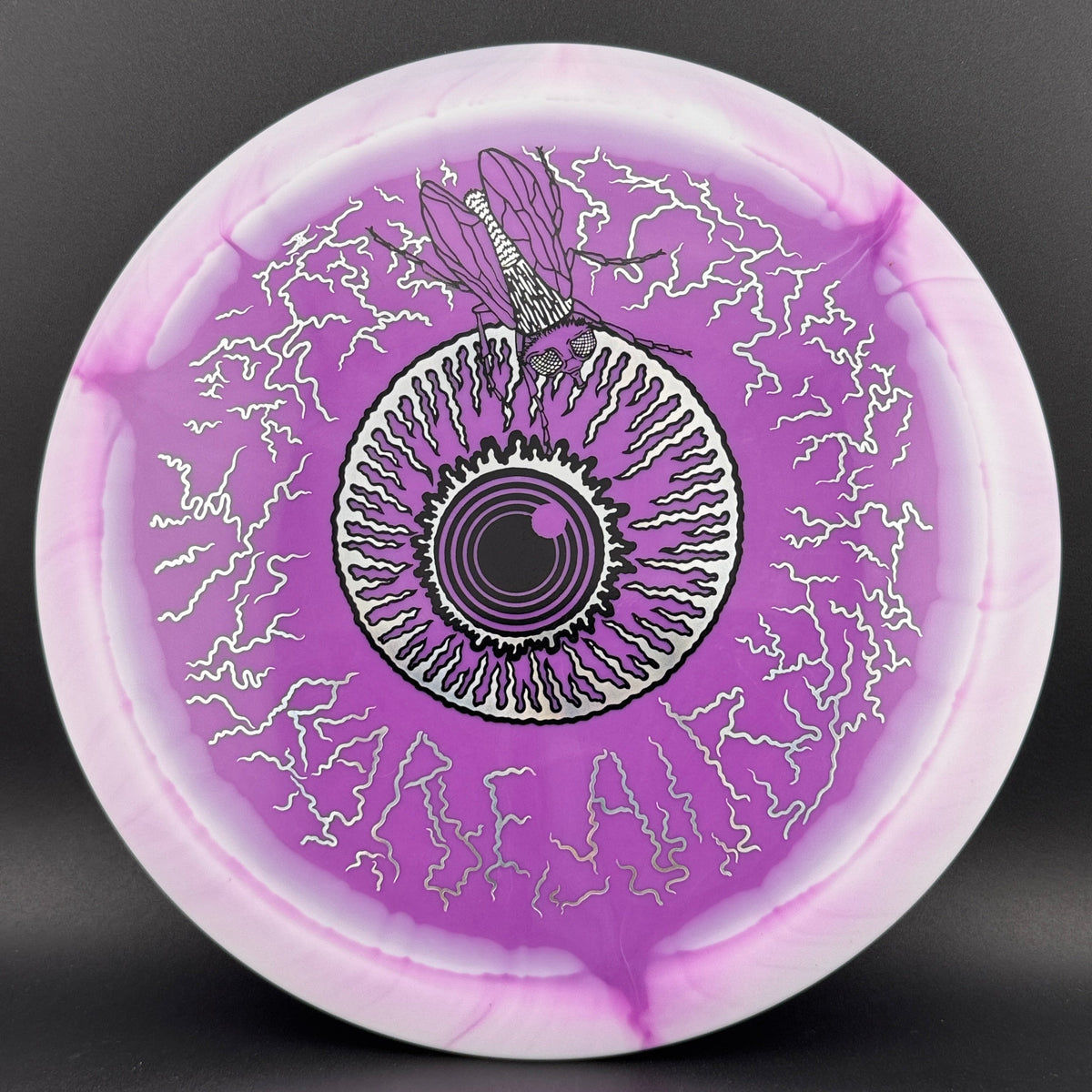 Halo Star Mamba Eye-Fly RAD V2 disc golf disc by Rare Air Discs, showing the vibrant design and detailed flight logo.