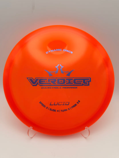 Dynamic Discs Lucid Verdict Midrange - 179g Overstable Wind Fighter Disc Golf Disc