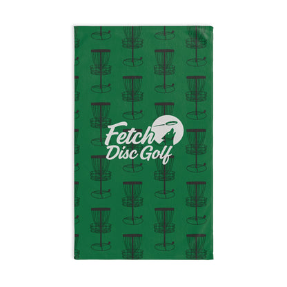 Disc Golf Hand Towel — 'Fetch Disc Golf' Logo & Basket Pattern, Sports Tee Towel for Players