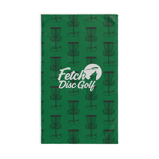 Disc Golf Hand Towel — 'Fetch Disc Golf' Logo & Basket Pattern, Sports Tee Towel for Players